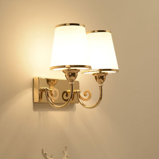 Yaotian bedside lamp bedroom home wall lamp wall-mounted staircase master bedroom aisle modern simple creative LED lamp 6002 silver double head warm light