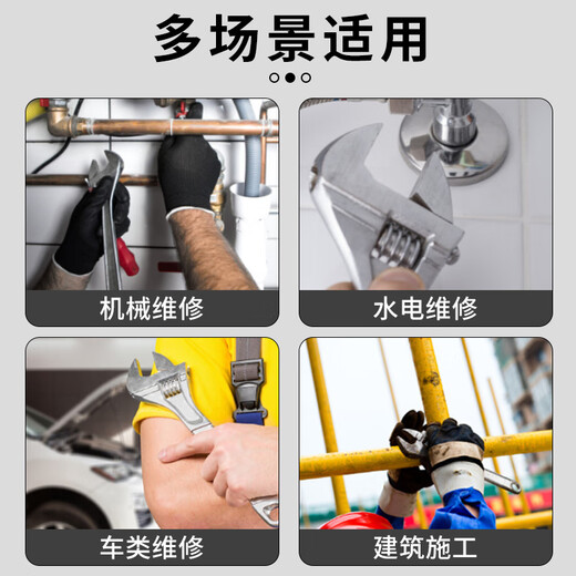 Ruineng adjustable wrench 12-inch live mouth wrench tool multi-functional light handle open mouth spanner RN300104