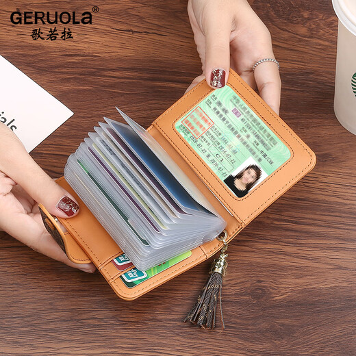 Gorola card bag, bank card, women's multi-card slot, document bag, compact card bag, business card bag, card holder, anti-degaussing card bag, burgundy