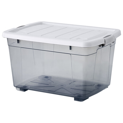 Wiayunuo storage box with wheels extra large thickened transparent plastic storage box clothes quilt storage box outdoor whole Nordic blue 80# pulley box length 44 width 32 height 25 cm