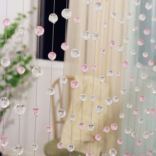 Yuan Yixuan punch-free crystal bead curtain guest restaurant partition curtain decoration door curtain wall hanging beaded entrance curtain internet celebrity Nordic new gold champagne transparent 10 pieces/0.4m 0.5m/AB Rainforest