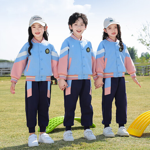 Shuttlecock Feifei Kindergarten clothing spring and autumn pure cotton summer primary school uniform children class uniform set autumn sports three-piece set picture color-9906A three-piece set long sleeve + short sleeve + long trousers 120 size recommended height about 120 cm