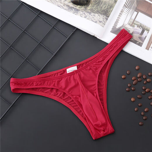 Guiruo Bullet Separation Men's Thong Sexy Large Size Men's U-convex Triangle Sexy Underwear Red XXL