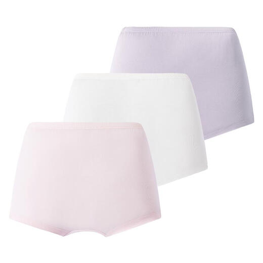 Pack of 3 guns and 3 pieces Class A antibacterial modal girls and children's students' flat underwear 59074B0 white+pink+purple 160