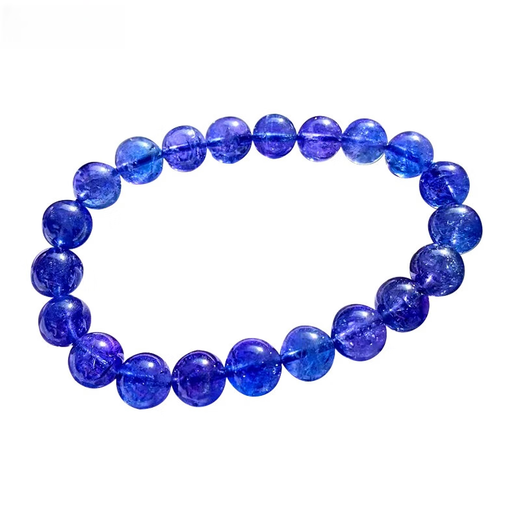 Canbei Natural Faceted Tanzanite Bracelet Women's Tanzanite Sapphire Bracelet Plate Bead Necklace Blue Plate Beads Round Jewelry Stone Tasan 9mm Bracelet with Certificate