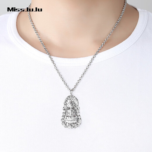 Miss JuJupt950 platinum men's pendant Flame Guanyin Buddha statue large tag atmospheric platinum pendant PT950 pendant 10.1-10.3 grams + free leather rope