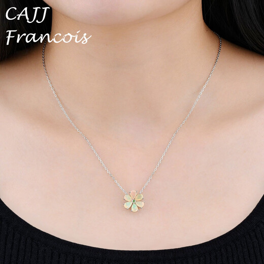 CAJJ Francois 1.4 carat opal stone necklace for women, natural colored gems, jewelry gemstones, 925 silver inlay, opal stone necklace