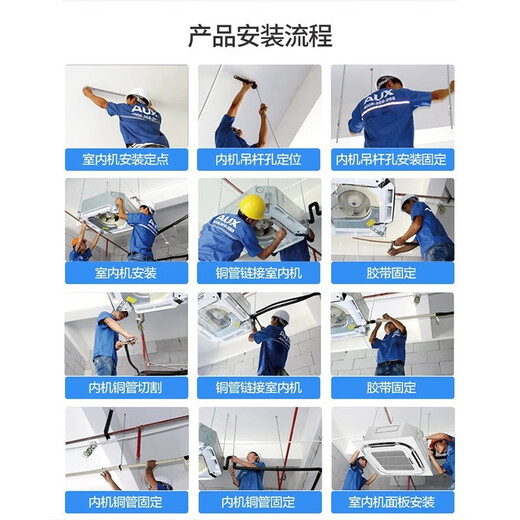 AUX central air-conditioning ceiling unit large 5 HP / 3 HP one-to-one embedded ceiling unit cooling and heating shop home new energy efficiency ceiling unit air conditioner eight-sided air outlet large 5-horsepower second-level energy efficiency eight-sided air-cooling and heating frequency conversion 380v voltage one to one