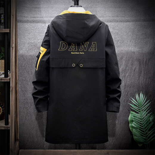 Scarecrow (MEXICAN) Men's Windbreaker Mid-Length Korean Style Trendy Loose Winter Plush Warm Casual Men's Jacket Black 3XL