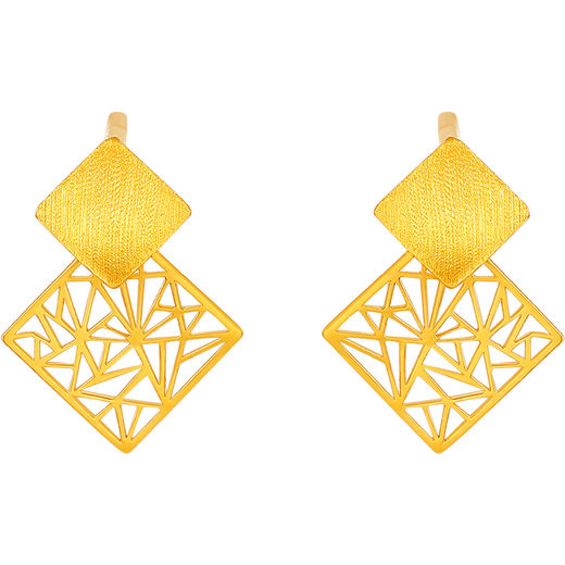 Saturday Fu 5G craft pure gold earrings for women, Pianpian is you A099566 pair, about 1.21g, birthday gift