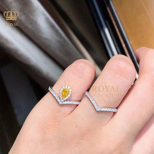 ROYALPICK Customized 0.3CT Yellow Diamond Ring Women's Diamond Ring Yellow Diamond 18k Gold Wife and Girlfriend's Day Birthday Engagement Gift Customized Yellow Diamond Ring (Customized 7-day delivery)
