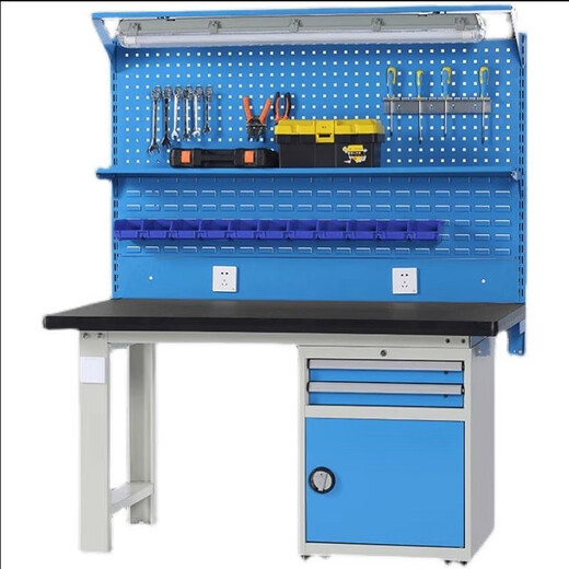 NINGXI maintenance workbench, heavy-duty fitter workbench, 1.5 meters, two drawers and one door, fixed version