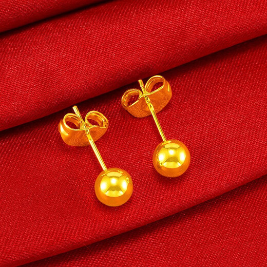 Putino Hong Kong 9999 True Gold Classic Earrings for Women 1 8k Color Temperament Gold Earrings New 2025 Jewelry Women's Glossy Peas Large Size