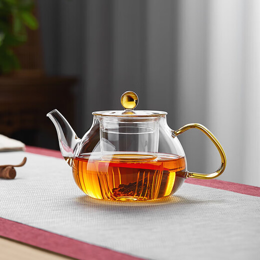 Lvchangming glass teapot thickened heat-resistant tea set office household with filter teapot kung fu tea set