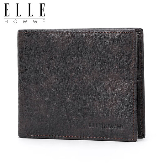 Elle Homme Herren Short Wallet, Top-Layer Cowide Mehrzweck-Ticketclip, 2-facher Brieftasche, 3720 Schwarz, Geburtstagsgeschenk