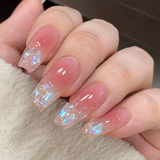 2024 Neue handgefertigte Wearable Rüstung mittelgroße Eistransparente Aurora Diamond Blush Nagelkunst Nagel Finger 24 Stücke BY001# Yanyu Yingheng Tragen der Tool Kit Model