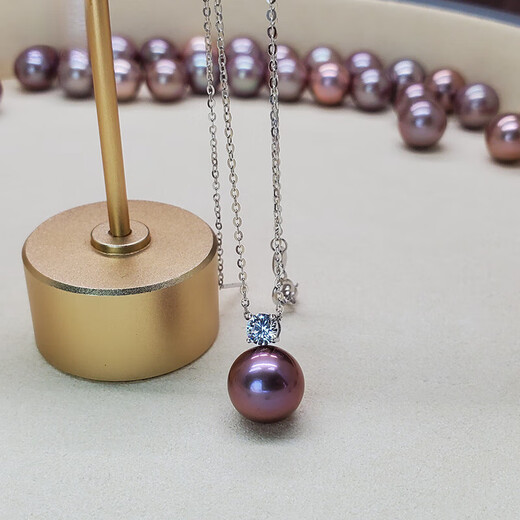 DRJEFUN 12mm Natural Round Highlight Purple Edison Large Pearl Pendant S925 Sterling Silver Necklace Classic Princess 10-11mm Purple Series (Slightly Flawed) Dark Color