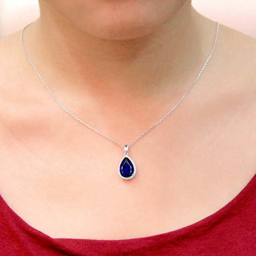 Menbin sapphire pendant 925 silver plated 18K gold tanzanite color gemstone drop-shaped color gemstone necklace pendant for women without chain