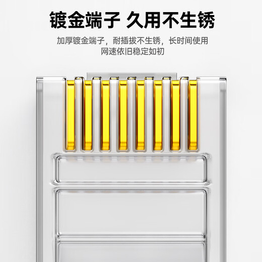 毕亚兹 六类水晶头 RJ45千兆网络接头 工程级装修布箱线电脑路由器连接做网线CAT.6镀金水晶头 100个/盒