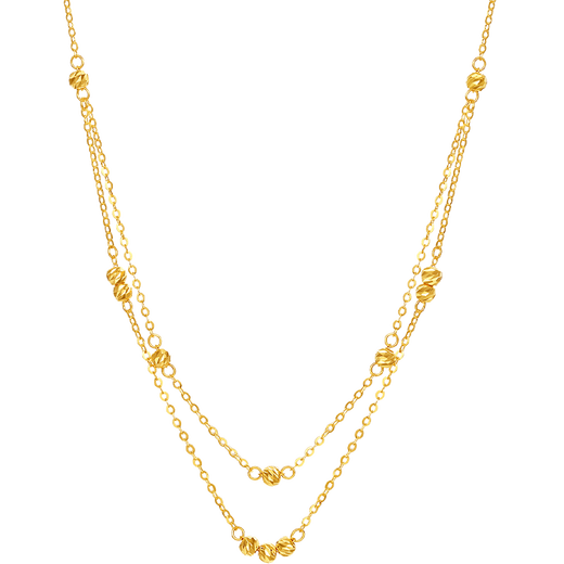 Saturday blessing yellow 18K gold color gold necklace women's small gold bead pendant C0513088 40+5cm birthday gift