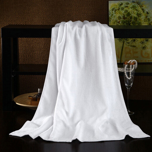 Hotel hotel beauty foot bath club pure white thickened absorbent adult large towel white bath towel 500g long hair soft 70*140cm
