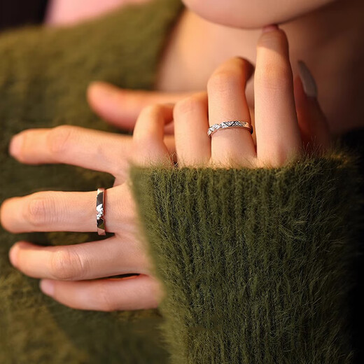 MZMZ Platinum Couple Ring PT950 Platinum Knot Engagement Fashion Diamond Pair Ring Valentine's Day Birthday Gift for Girlfriend Light Luxury Style - Paper Short Love Long Pair Ring