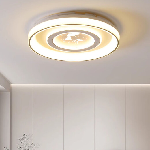 Jihuo Bedroom Lamp Ceiling Lamp Modern Simple 2024 New Children's Lamp Light Luxury Popular Internet Celebrity Master Bedroom Room Lamp LX Round Style - Diameter 50CM High Bright White Light