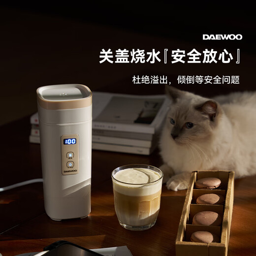 DAEWOO portable kettle and cup 316 stainless steel travel electric kettle heating cup baby constant temperature travel thermos cup D9 450ml