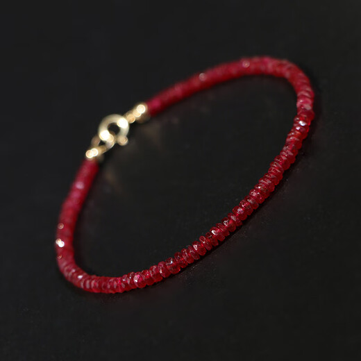 Jin Shi Tong Lao Phoenix Gold Store Style Sunset Rose Pigeon Blood Ruby Single Circle Bracelet Sand Gold Finishing Temperament Versatile and Simple With Extension Chain