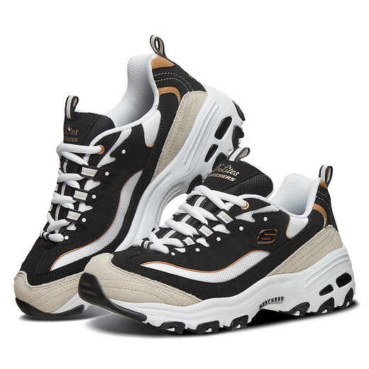 Skechers New Year Gift Black and White Gold Panda Shoes Winter Couple Shoes Retro Dad Shoes Casual Sports Shoes 66666228