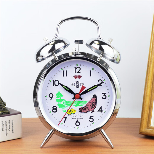 Shantoulin Village 2024 new Shanghai Diamond Brand Machinery Alarm Clock Sound Get Up Horseshoe Watch Alarm Clock Machinery Old-style Retro 3.5-inch Battery Model 1585 Qinggu