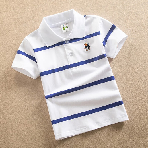 Kinderbekleidung Jungen Kurzarm-T-Shirt Kinder-Sommerkleidung 2024 neue mittlere und große Kinder halbärmeliges Revers gestreiftes POLO-Shirt-Oberteil 9214 Kurzarm 110