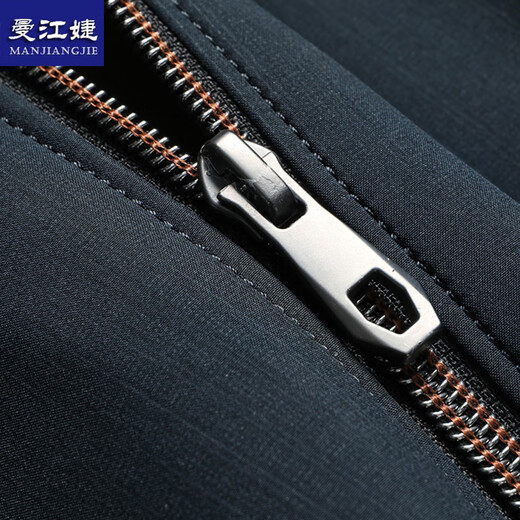 Man Jiangjie middle-aged and elderly men's spring and autumn thin jackets, 60-year-old middle-aged dad's casual loose stand-up collar tops, navy blue XL recommended 130-150 Jin Jin equals 0.5 kg