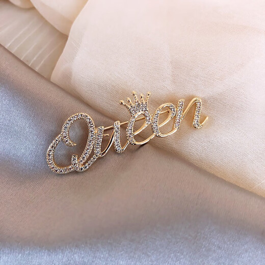 QUAMER light luxury temperament letter brooch outlets women's accessories temperament letter brooch (gold color)