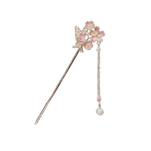 Su Shiliu antique flower hair accessories cherry blossom hairpin girl birthday gift high-end Hanfu cheongsam hairpin hairpin girlfriend small fresh enamel flower hairpin