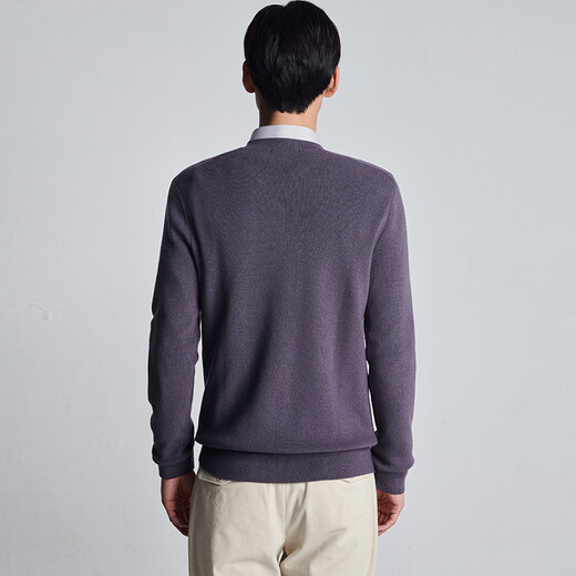 Angel Bird Cardigan Men's Autumn Men's Fashion Business Casual Long Sleeve Round Neck Cardigan Sweater Top Youth Dark Flower Purple L -48(175/96)