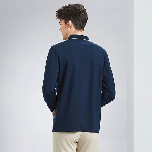 SEVEN high elastic men's long-sleeved polo shirt men's spring casual business lapel top