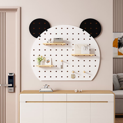 Yisijia storage hole board entrance wall storage rack wall hanging board entry partition storage rack wall display rack cute bear combination black ears 80 180CM