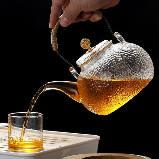 Magnolia incense high temperature resistant thickened glass tea kettle electric ceramic stove heating kettle household tea set tea kettle small tea kettle set golden beads 900ML (single pot)