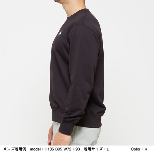 北面（The North Face） 日本 HEATHER LOGO CREW 经典圆领卫衣 NT12143 【代购】黑-K S