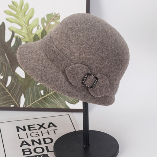 JIASHENGXI Hats for middle-aged and elderly women, mothers, autumn and winter warm fisherman hats, women's high-end wool thickened hats, old ladies basin hats, burgundy