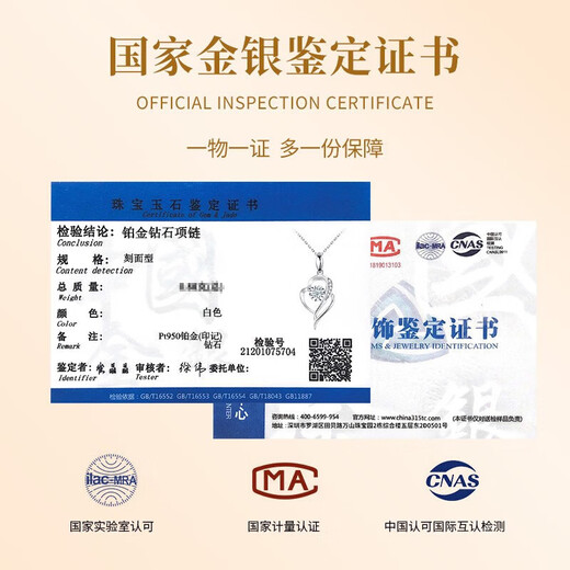 CHINA GOLD Love Platinum Diamond Necklace Women's Fashion Jewelry Girls Birthday Gift for Girlfriend and Wife Wedding Anniversary Platinum Real Diamond Pendant-With 999 Silver Chain