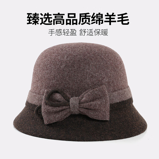 Hengyuanxiang middle-aged and elderly women's wool hats for autumn and winter warm bow elegant mother and grandma hat gift box