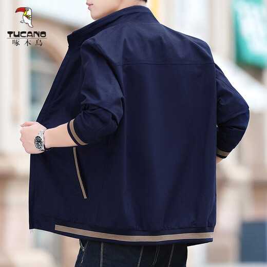 Woodpecker Brand Men's Clothing 2025 New Men's Jacket Pure Cotton Spring and Autumn Top Casual Stand Collar Jacket Men's Outerwear Black XL