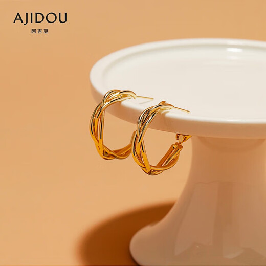 AJIDOU Ajidou Earrings Cold Wind Braided Hoop Earrings Japanese and Korean Simple Personalized Braided Ear Jewelry Earrings for Girls