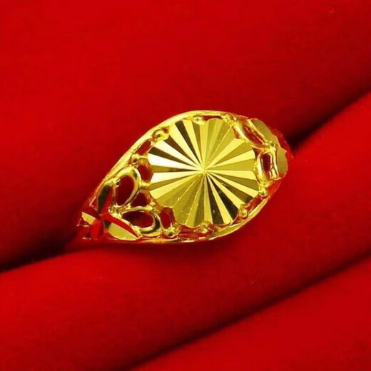 Putino Hong Kong duty-free gold-colored gold ring women's real gold ring women's ring live mother's wedding gift large flower ring standard