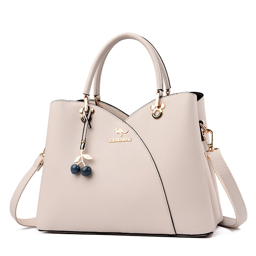 XUEAIDAISHU high-end women's bag genuine leather 2025 new middle-aged crossbody handbag Mother's Day gift for mom Beige gift box + gift bag + hand bag card bag