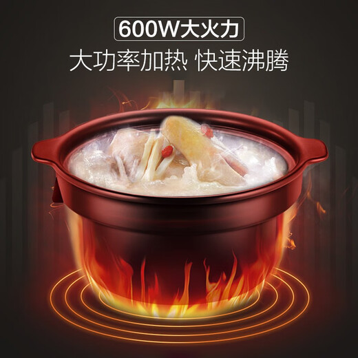 SUPOR electric stew pot, electric casserole, electric stew pot, soup pot, household high temperature resistant Chinese incandescent pottery stew pot, porridge and soup health care pot, 5L 4L large capacity 3L