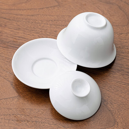 Gold inlaid jade travel tea set, mutton-fat jade porcelain household ceramic white porcelain with tea tray and bowl set, gift Kung Fu tea set, Leshui mutton-fat jade porcelain set