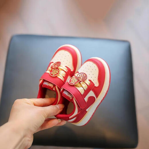 HAL.DUCK Red Children's Sports Shoes Snake Year Baby Casual Shoes Spring New Infant Non-Slip Soft Soled Toddler Shoes Chinese Red Size 16 Inner Length 12cm